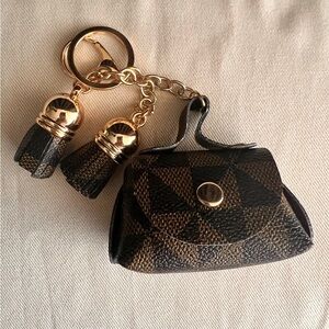 Elegant Black and Gold Bag with Tassels Keychain or Bag Accessory